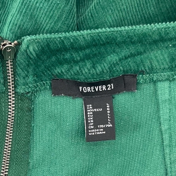 Forever 21 Green Corduroy Side Zipper Mini Skirt Size Large Women’s - Picture 2 of 5